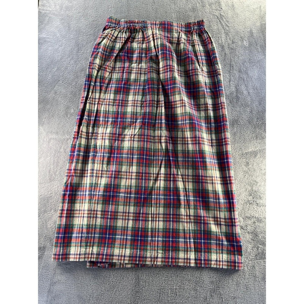 Vintage 80s Susan Bristol Plaid Maxi Skirt 10 Multi Color Wrap Grandma Modest - Picture 6 of 10
